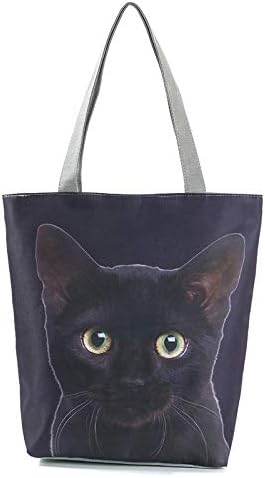 Leepesx Women Casual Canvas Tote Handbag Cat Dog Printed