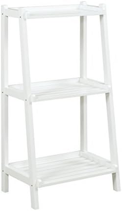 New Ridge Home Goods2027-WHT Solid Wood Ladder Style Bookcase Bookshelf, Small, White