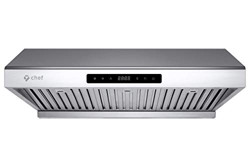 Chef 30" Under Cabinet Range Hood PS10 | PRO PERFORMANCE | Stainless Steel | Touch Screen with High 900 CFM Airflow | Delay Auto-Shut Feature | LED | 3 Speed Settings (Certified Refurbished)