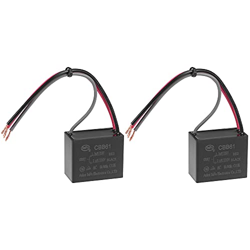 uxcell Ceiling Fan Capacitor CBB61 1.5/3uF 350V AC 3 Wires Metallized Polypropylene Film Capacitor 38x31x21mm for Electric Fan Pump Motor Generator 2Pcs: Industrial & Scientific