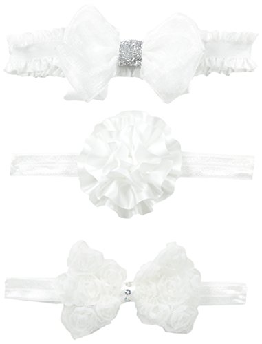 Little Me Baby Girls' 3 Piece Bow and Flower Head Wraps Little Me Baby Girls' 3 Piece Bow and Flower Head Wraps