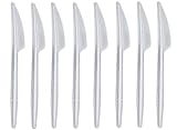 Extra Sharp Plastic Disposable Steak Knife by Shark-Tooth (Designed to Cut Through Meat/Chicken) (White, 50)