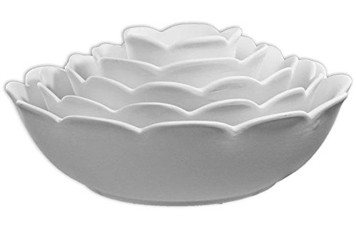 Floral Serving Bowl Nesting Set - 5 Piece Bowl Set - Paint Your Own Ceramic Keepsake