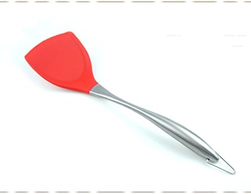 Fly Joys Heat Resistant Silicone Spatula/Spoonula Non-Stick Wok Turner in Hygienic Solid Coating with Stainless Steel Handle Cookware Kitchen Tools(Red)