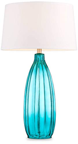 Stella-Coastal-Table-Lamps-Set-of-2-Fluted-Blue-Glass-White-Drum-Shade-for-Living-Room-Family-Bedroom-Bedside-Nightstand-360-Lighting Stella Coastal Table Lamps Set of 2 Fluted Blue Glass White Drum Shade for Living Room Family Bedroom Bedside Nightstand…