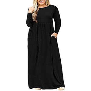 BISHUIGE Womens XL-6XL Long Sleeve Casual Plus Size Maxi Dresses with Pockets