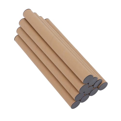 Veemoon 10pcs Kraft Mailing Tubes Caps Cardboard Poster Tube Storage Kraft Paper End Caps Mailer Holder for Artwork Craft School Diy Projects