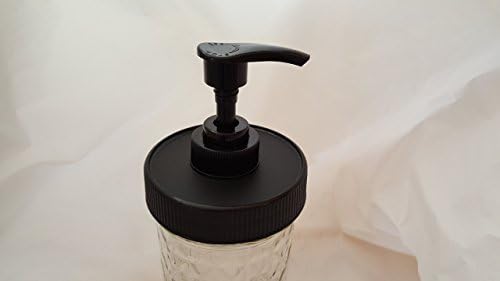 1 Black Matte Plastic Lid with Liner & Pump - Regular/Standard Mason Jar Lotion/Soap dispenser Lid