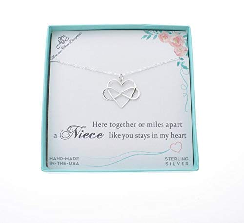 Infinity Heart Charm Pendant In Sterling Silver On An 18" Sterling Silver Cable Chain with 4" extender, Gift For Niece