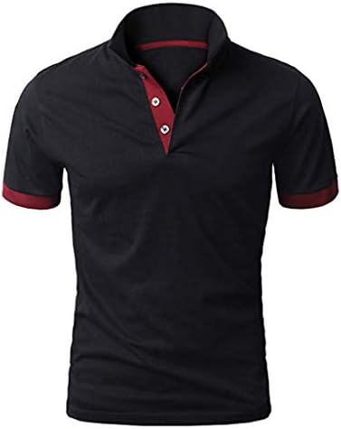 VOWUA Mens Polo Shirts Personality Short Sleeve Shirts Casual Solid Color Pullovers Shirts
