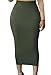 HUUSA Sexy Womens Solid High-Waisted Bodycon Cotton Maxi Skirt (Medium, Green)