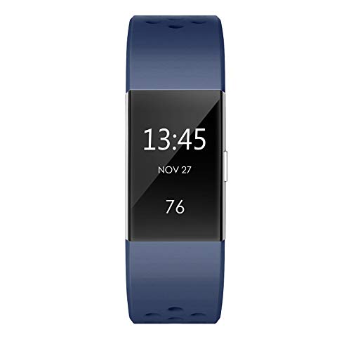 SWEES Silicone Sport Bands Compatible Fitbit Charge 2, Breathable Sport Replacement Bands with Air Holes Small & Large (5.7" - 8.3") for Women Men, Black, Grey, Navy Blue, Pink, White, Teal