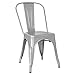 Poly and Bark Metal Modern Dining Chair, Industrial Mid Century Kitchen Cafe Restaurant Side Chair, Stackable, Grey (Set of 4)