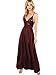 SheIn Women's Sexy Satin Deep V Neck Backless Maxi Party Evening Dress Large Burgundy#2