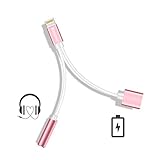 2 in 1 iphone 7 adapter, Premium Lightning Adapter and Charger (Rose Gold)