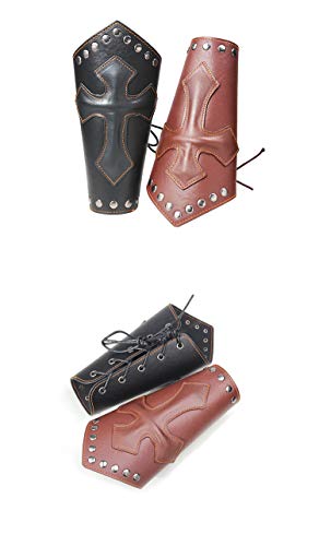 VolksRose Leather Archery Arm Guard, Adjustable Hunting Shooting Arm Guard, Bracers Leather Arm Armor Guard Medieval Rivet Style Armor Costume Traditional Archery Protective Gear, 1 Piece #19 - Thumbnail 4