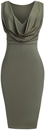 Momius Womens Sexy Deep V Stack Neck Stretch Bodycon Midi Party Dress