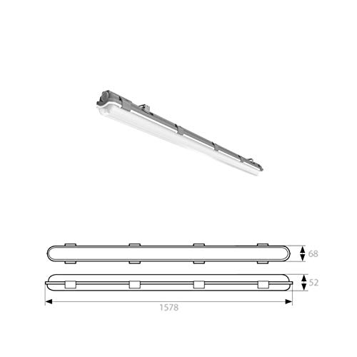 pureled SET 10x LED Feuchtraumleuchte Wannenleuchte Keller Werkstatt IP65 10x T8 LED 150cm 22W 6000K G13 Bürolampe – Bild 4