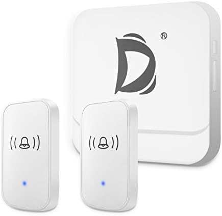 Labvon Wireless Doorbell,Waterproof Chime kit 2 Push Button Transmitter and 1 plug-in Receivers Operating at 1300FT ,Wall Plug-in Cordless Door Chime