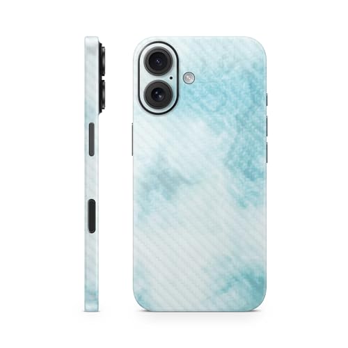 Carbon Fiber Phone Skin Compatible with Apple iPhone 16 - Blue Marble - Premium…