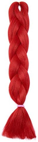 Two Tones Women 24inch Jumbo Braids Hair Afro Crochet Twist Braiding Bulk Hair Style 1 Bundle/100g Fiber Hair Extensions - Red