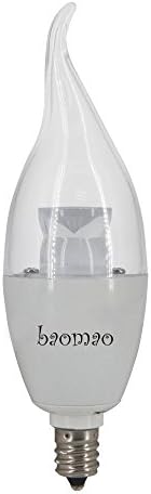 Baomao Dimmable Candelabra LED Bulbs, 40W Incandescent Bulbs Equivalent, 5W E12 LED Flame, UL Listed, Chandelier Bulbs, 400lm, 120° Beam Angle, Daylight, 4000K, LED Candle Bulbs, Pack of 10 Units