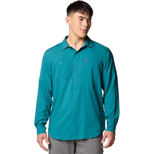 Columbia Mens Silver Ridge Utility Lite Long Sleeve Hiking Shirt, River Blue, Medium