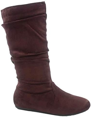 Wells Collection Womens & Girls Slouchy Wonda Boots Soft Flat to Low Heel Under Knee High
