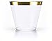 Love You Too Much 100 Poshware Gold Rim Plastic Wine Glasses – 9 oz Party Cups – Fancy Disposable Cocktail Glasses – Elegant Clear/Golden Trimmed – for Your Wedding, Bridal Shower, Cocktail Party.
