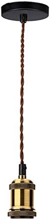 Pendant Light Kit Hardwire, E26/ E27 Modern Ceiling Hanging Light Fixtures, Copper Effect Ceiling Hanging Textile Cord Lamp Holder (Brass Finish) (CTDZ-561)