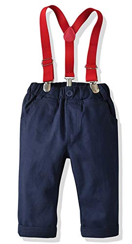Toddler Dress Suit Baby Boys Clothes Sets Bowtie Shirts + Suspenders Pants 3pcs Gentleman Outfits Suits 6Month - 6Years (Blue003, 3T) - Thumbnail 4