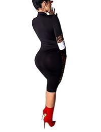 Bluewolfsea - Mini vestido sexy de manga larga con cremallera frontal para mujer