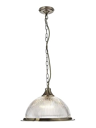 Antique Brass American Diner Pendant Ceiling Light With Clear