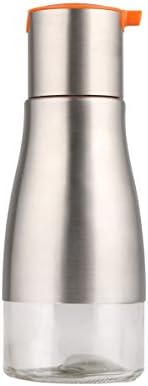 Stainess Steel Glass Oil Bottle Food-grade Silicone Oil Dispenser for Vinegar, Soy Sauce, Vegetable Oil and More (Orange)