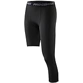 The New Men's Basketball Single Leg Tight Sports Pants 3/4 One Leg Compression Pants Athletic Base Layer Underwear