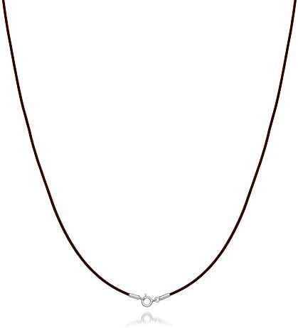 1mm Brown Leather Cord Necklace Choker with Silver Clasp 24"