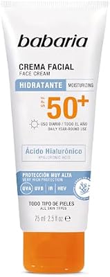 Crema Solar Facial SPF50+ con Ácido Hialurónico 75 ml – Hidratante, Antiarrugas y Antimanchas | Protector Solar 50 Facial UVA UVB e Infrarrojos