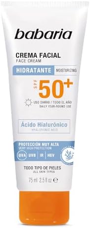 Crema Solar Facial SPF50+ con Ácido Hialurónico 75 ml – Hidratante, Antiarrugas y Antimanchas | Protector Solar 50 Facial UVA UVB e Infrarrojos