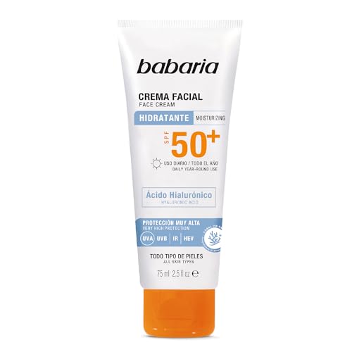 Crema Solar Facial SPF50+ con Ácido Hialurónico 75 ml – Hidratante, Antiarrugas y Antimanchas | Protector Solar 50 Facial UVA UVB e Infrarrojos