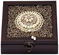 Jewellery/ Gift box decorated with pearl and Golden cutdana