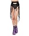 iHeartRaves Black Open Front Fringe Tassel Maxi Skirt (Small)