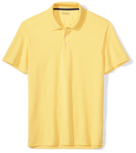 Amazon Essentials Men's Slim-Fit Quick-Dry Golf Polo Shirt, Yellow, Large
