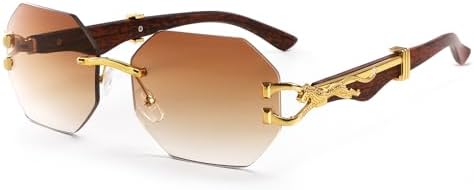 Junsika Oversized Rimless Square Sunglasses for Men Women 