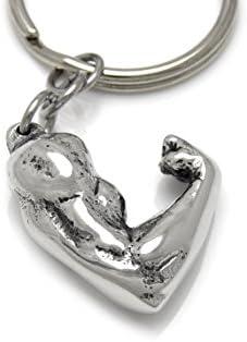 Handmade Human Biceps Keychain in Pewter