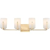 Maxim 21284SWSBR Dart Collection Four-Light Dimmable and LED Compatible Glass Cylinder Bathroom Vanity - Satin Brass I Steel 