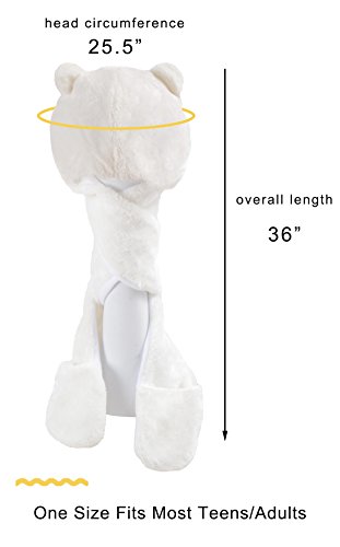 image for PULAMA Bear Plush Animal Hat Costume Anime Cosplay Cap with Mittens - 