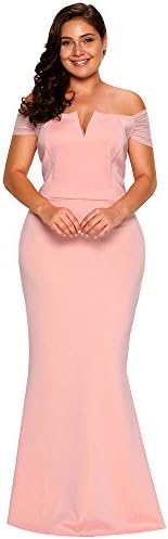 FUSENFENG Women's Plus Size Off Shoulder Mermaid Formal Party Long Maxi Dress Evening Gowns