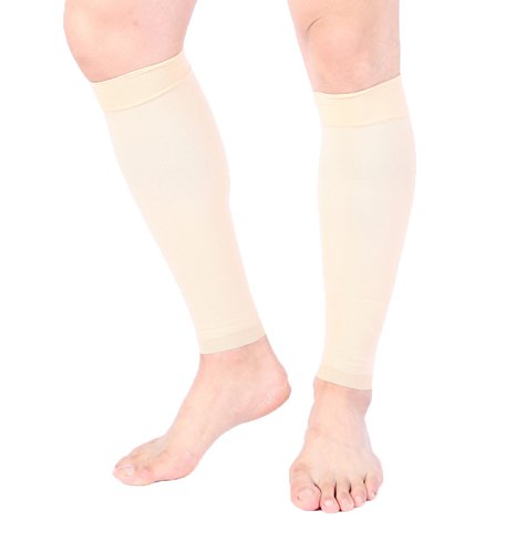 Premium Calf Compression Sleeve 1 Pair 20-30mmHg Strong Calf Support Graduated Pressure for Sports Running Muscle Recovery Shin Splints Varicose Veins Doc Miller (Pale Skin, 2-Pack, Medium)