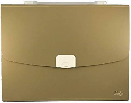 BMCLondon 13 Pockets Expanding File Folder with Handle - A4 Size Expandable File Organizer File Folder Wallet Briefcase Documents Filing Box (Beige)