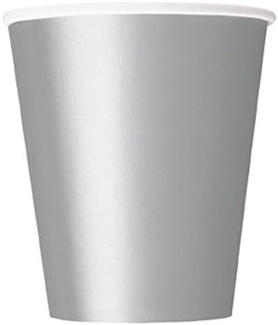 SODIAL(R) 20 Paper Cups (9oz) - Plain Solid Colours Birthday Party Tableware Catering(Silver gray)
